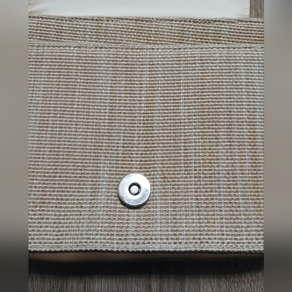 Tan Crossbody Bag with Leather Trim and Flap Closure - Picture 16 of 16